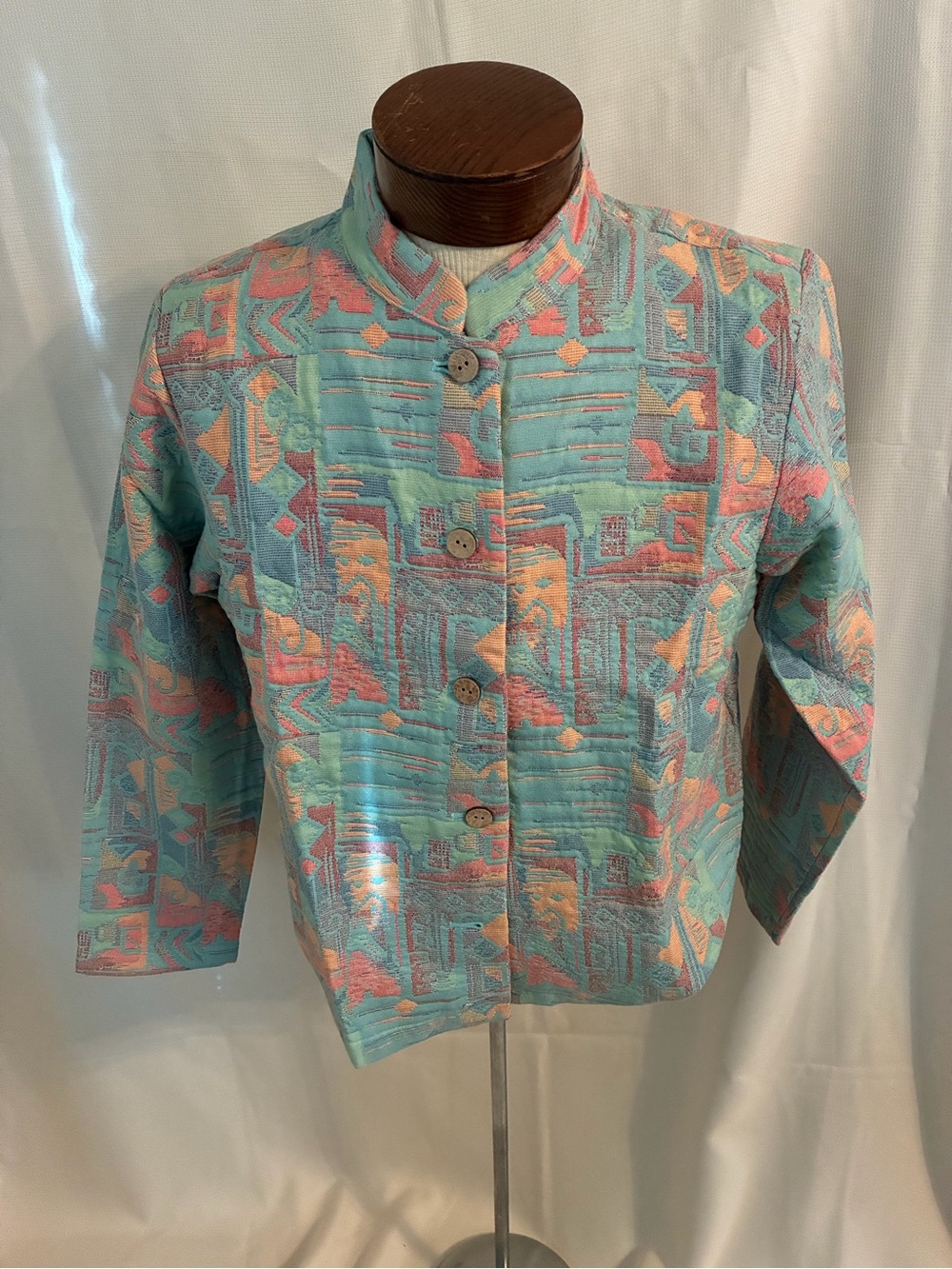 Coldwater Creek Pastel Geometric Button Jacket